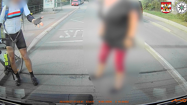 Cyklista vrazil do auta, které zastavilo u přechodu. Seřval řidičku a ujel